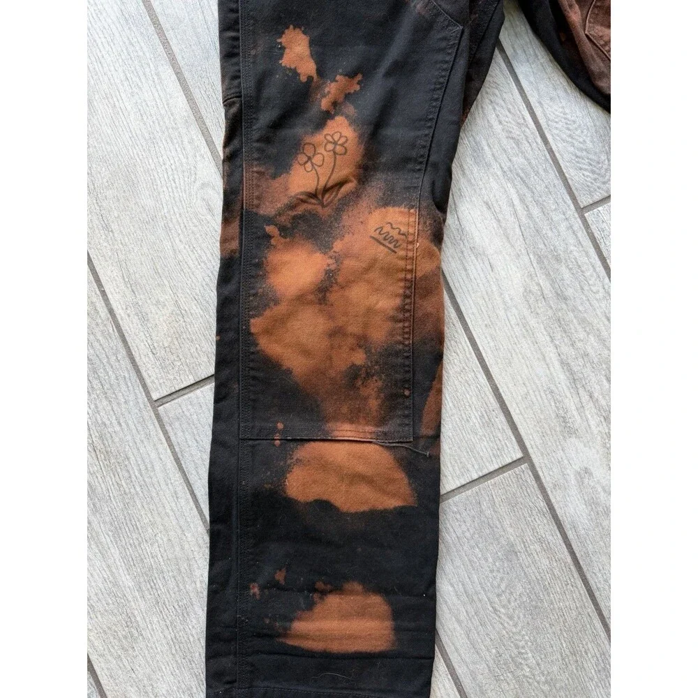 Tie Dyed Black Denim Size 32 X 32 Custom Carhartt Duck Jeans 1 Of 1 Streetwear